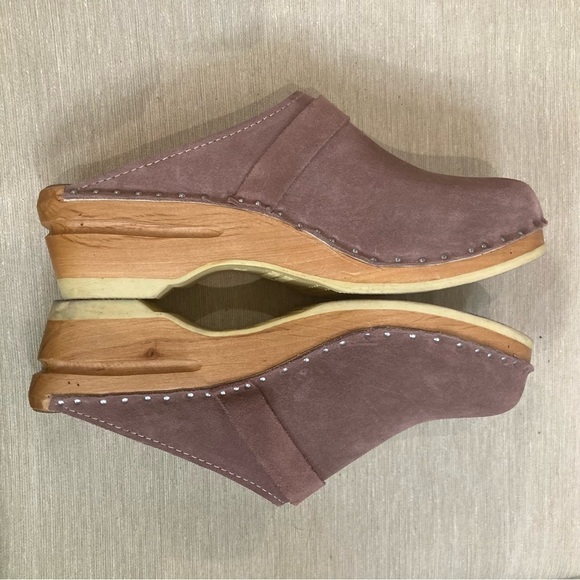 TROENTORP Sz 36 Rembrandt Wooden  Sole Suede Clogs In Dusty Rose - Picture 9 of 9